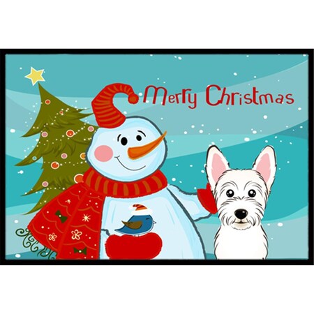 Carolines Treasures Snowman With Westie Indoor and Outdoor Mat- 24 x 36 in. BB1846JMAT